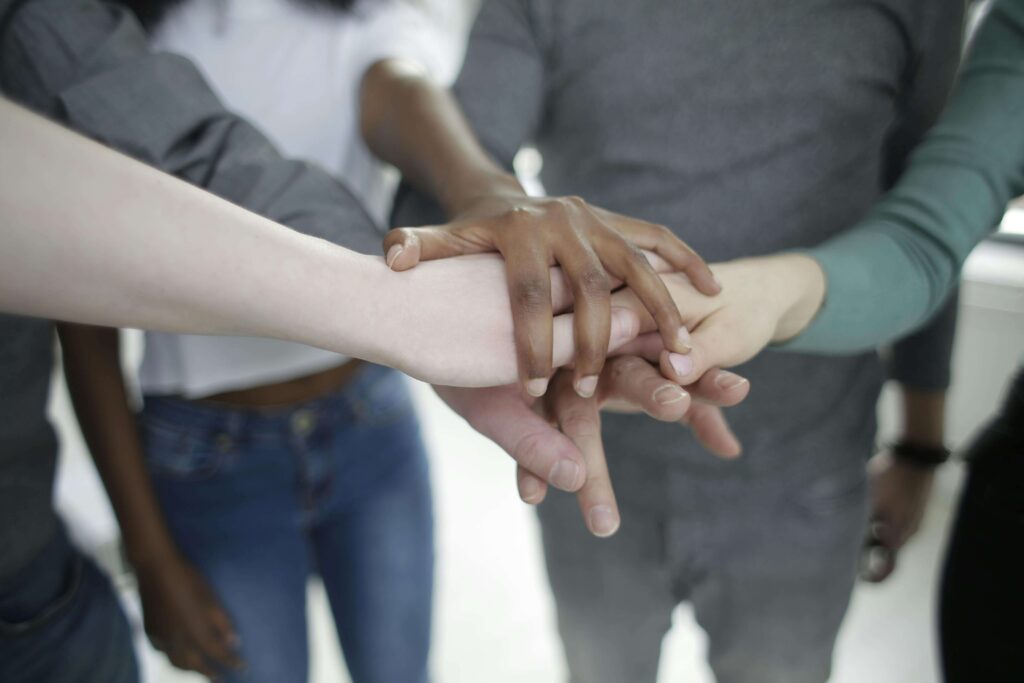 group of coworkers bonding during a training session